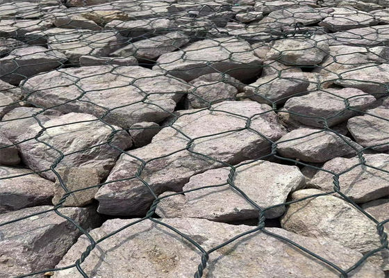 Galfan Gabion box Double Twisted Stone Baskets For Retaining Walls